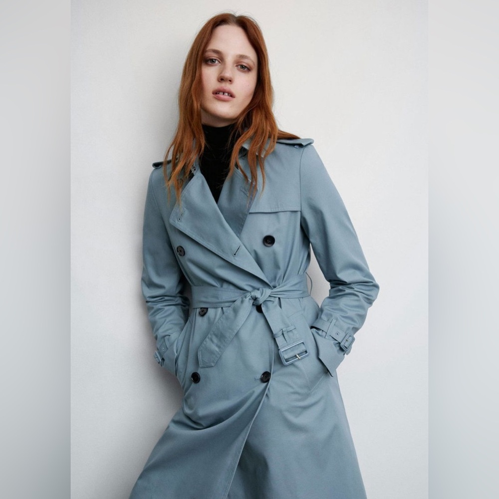 Mango Classic Blue Trench Coat